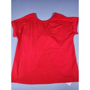LilyCoco Red Solid Knit ScoopNeck Cap Sleeve T-Shirt Women's XXL